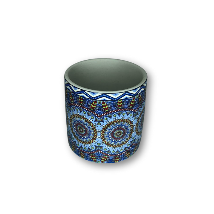 Blue Bohemian Patterned Flower Pot