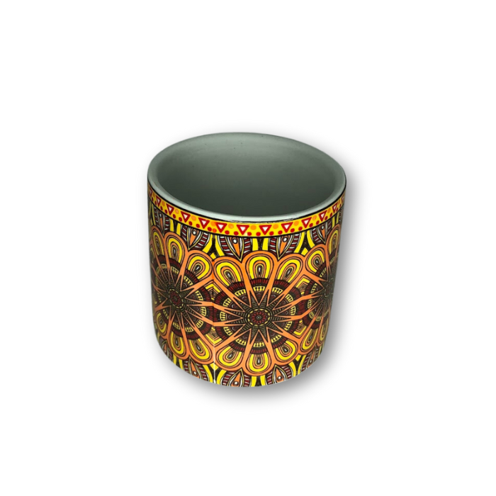 Yellow Bohemian Patterned Flower Pot