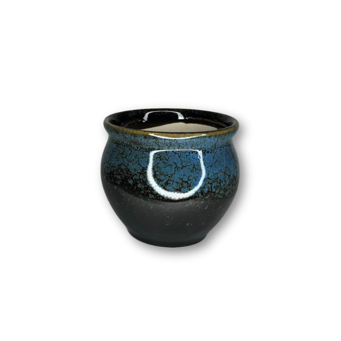 Blue and Black Glazed Pot