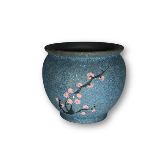 Blue Asian Style Pot with Cherry Blossom Branch