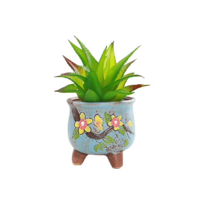 Blue Pear Shaped Ceramic Succulent Pot - Elkhorn Succulents