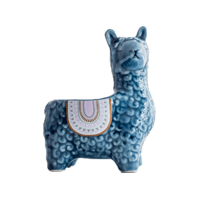 Dark Blue Alpaca/Llama Head Turned Ceramic Succulent Planter - Elkhorn Succulents