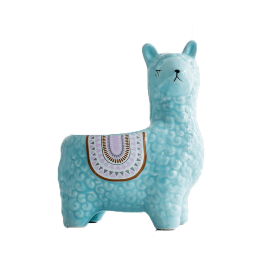 Light Blue Alpaca/Llama Head Turned Ceramic Succulent Planter - Elkhorn Succulents