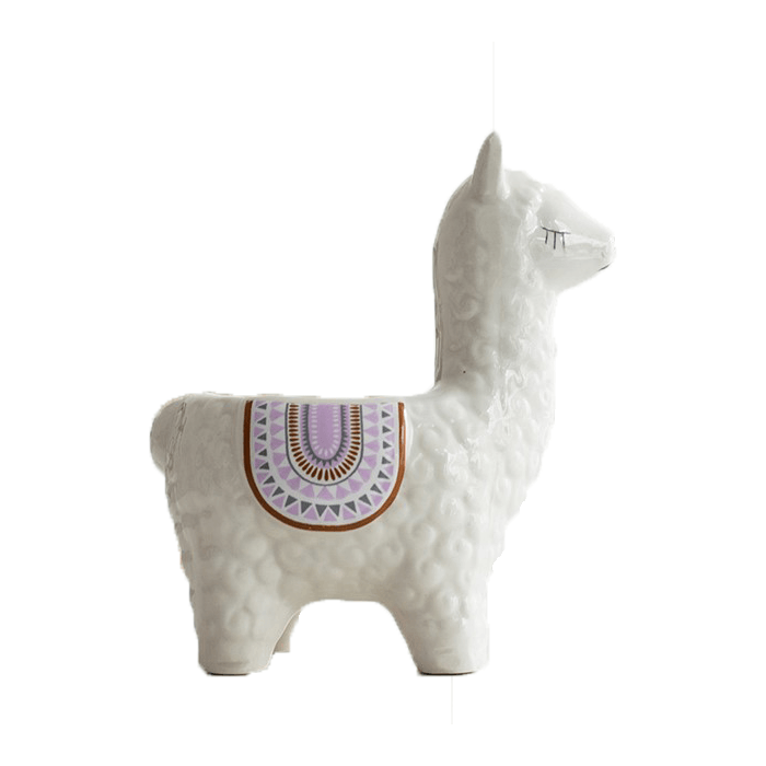 White Alpaca/Llama Forward Facing Ceramic Succulent Planter - Elkhorn Succulents