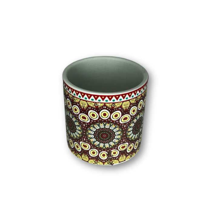 Red and Brown Bohemian Patterned Flower Pot