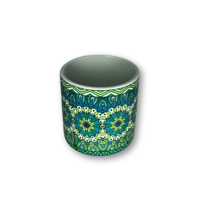 Green and Blue Bohemian Patterned Flower Pot
