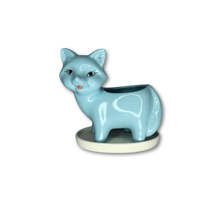 Blue Fox with Base Flower Pot Planter