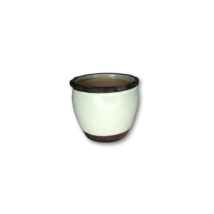 Cream Pot with Rippled Top, Brown Strip Top and Bottom