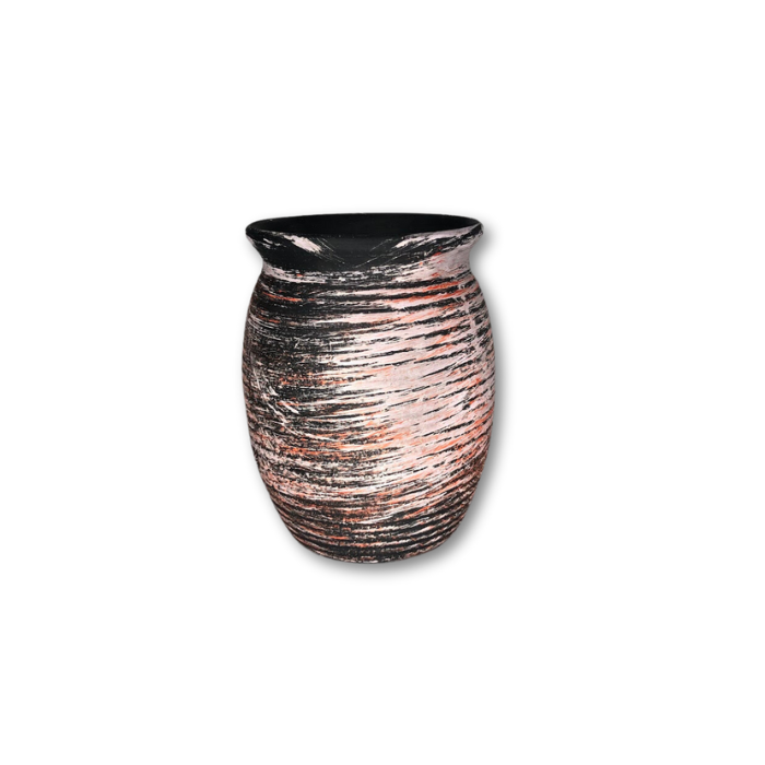 Brown Pot with Brushed Pink Top Coat, Flat Finish