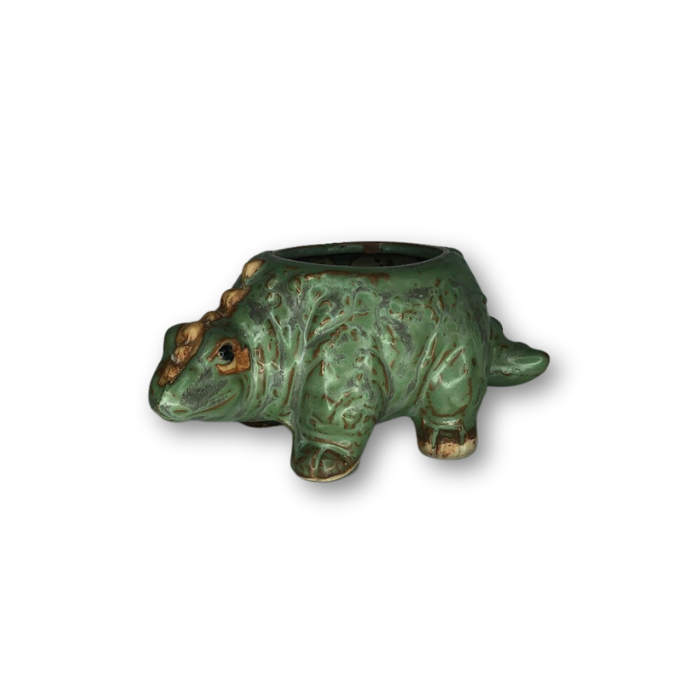 Rustic Antique Green Stegosaurus Dinosaur Flower Pot