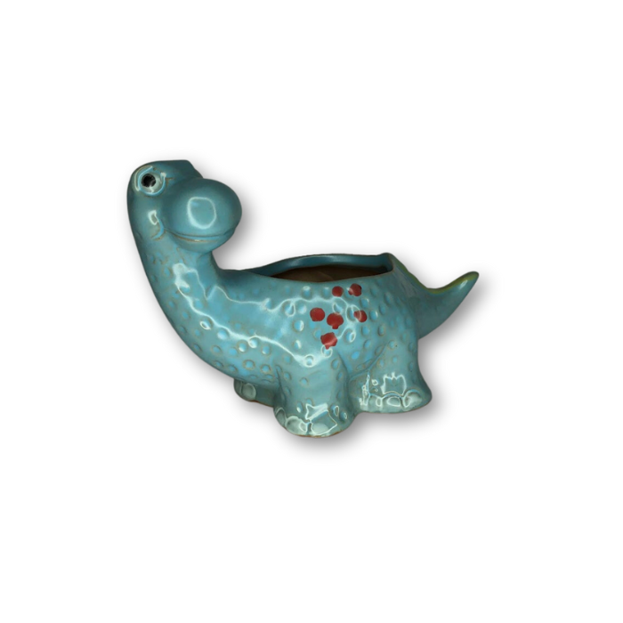Blue Brachiosaurus Pot, Dinosaur Flower Pot