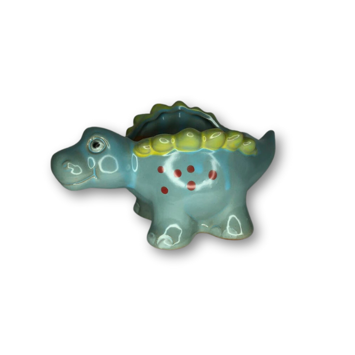 Blue Stegosaurus Pot, Dinosaur Flower Pot