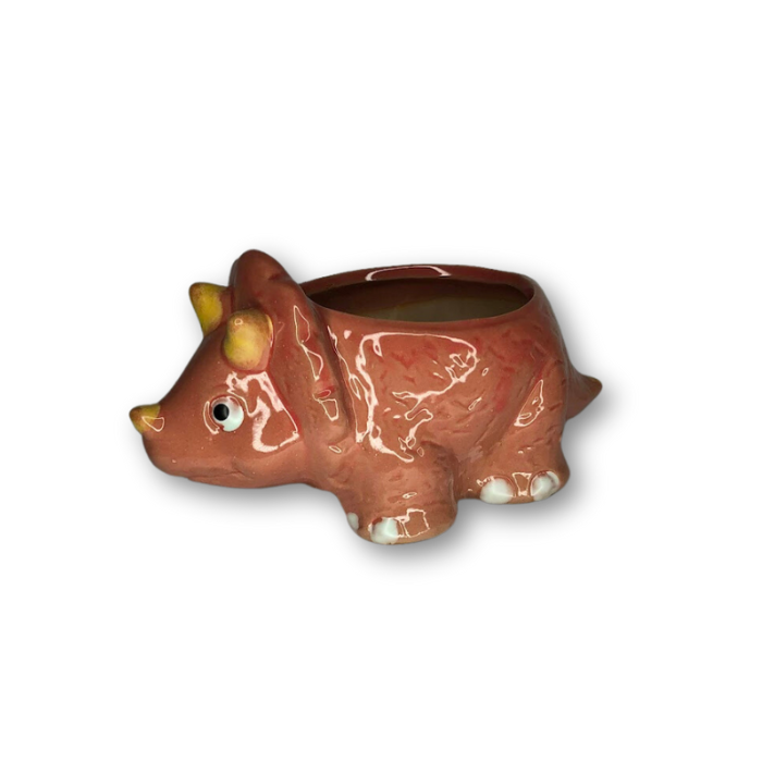 Pink Triceratops Pot, Dinosaur Flower Pot
